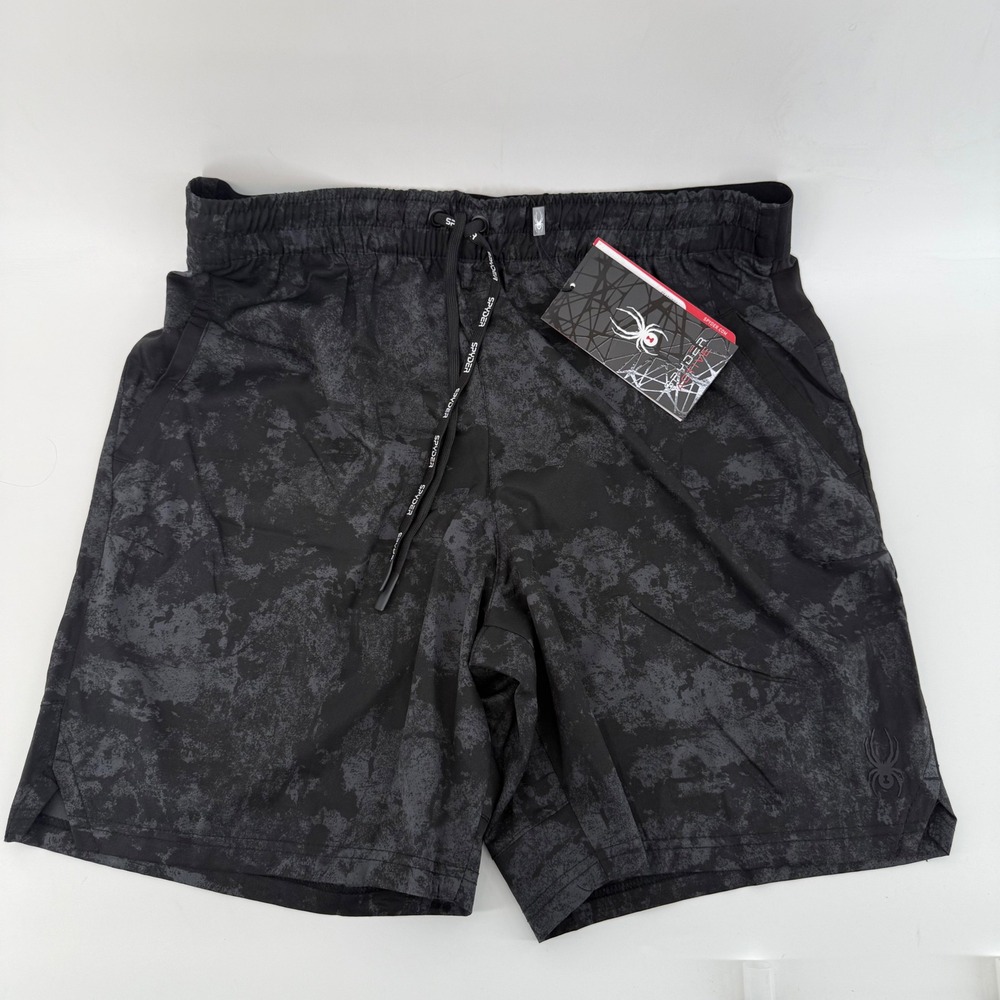 Spyder‎ Active Men's Large Black Camo Athletic Shorts ProW-B Zip Pocket
